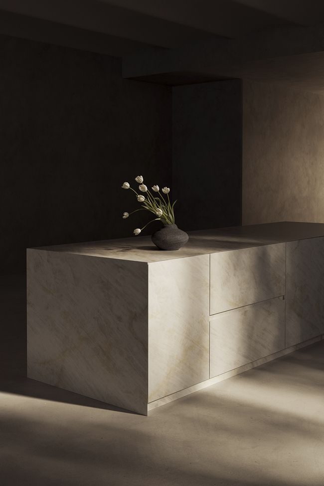 Pale Fossil by Neolith, countertop surface sample